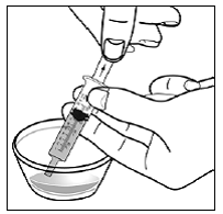 Slowly pull back on the plunger and draw up all of the mixture - Illustration